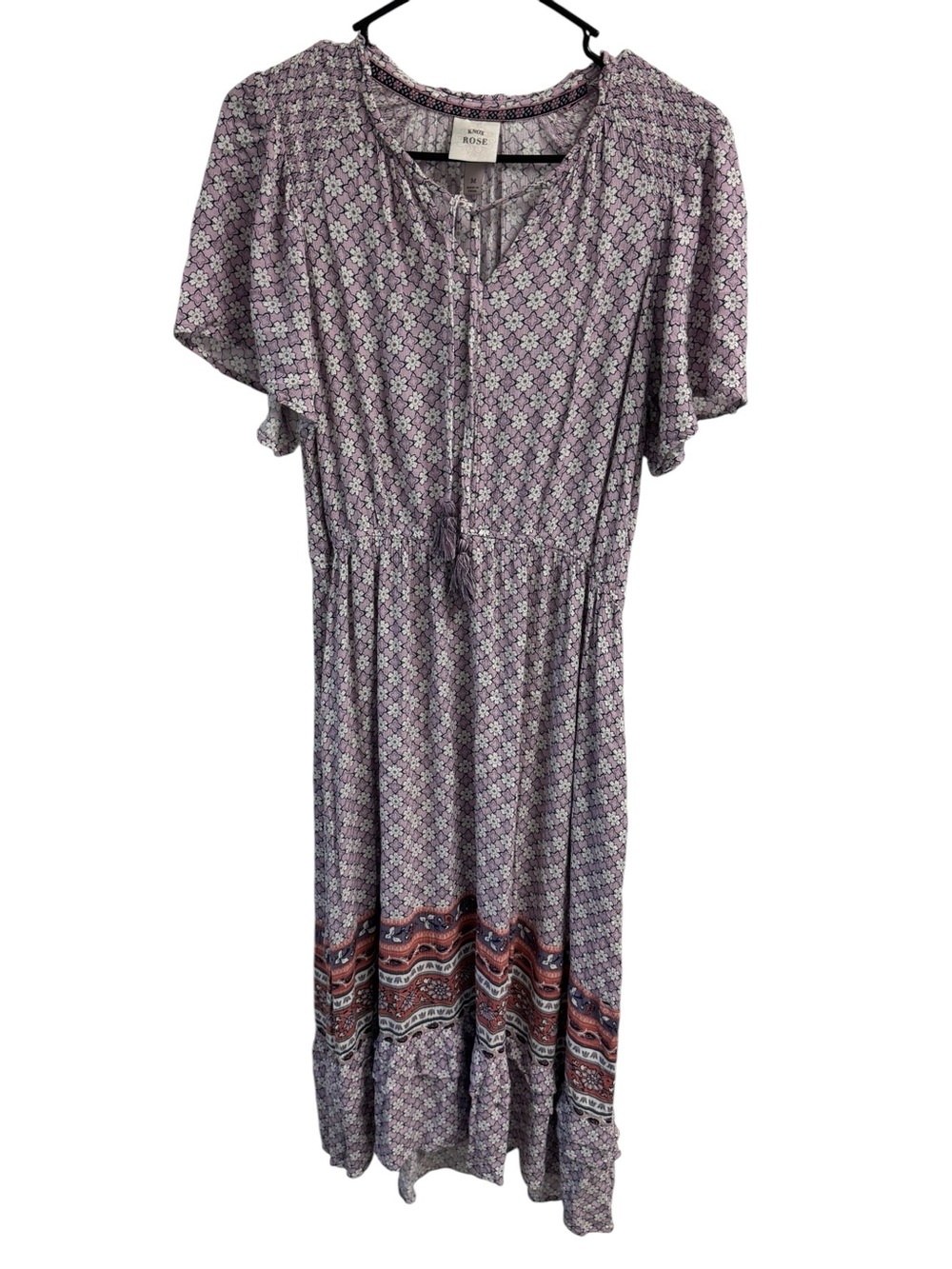 Knox Rose Lavender Floral Boho Midi Dress M